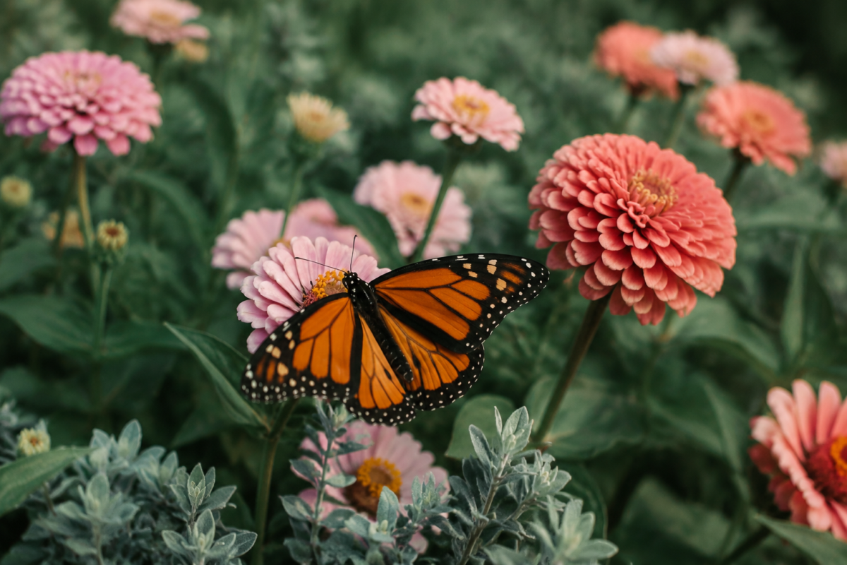 Butterfly in a colourful garden